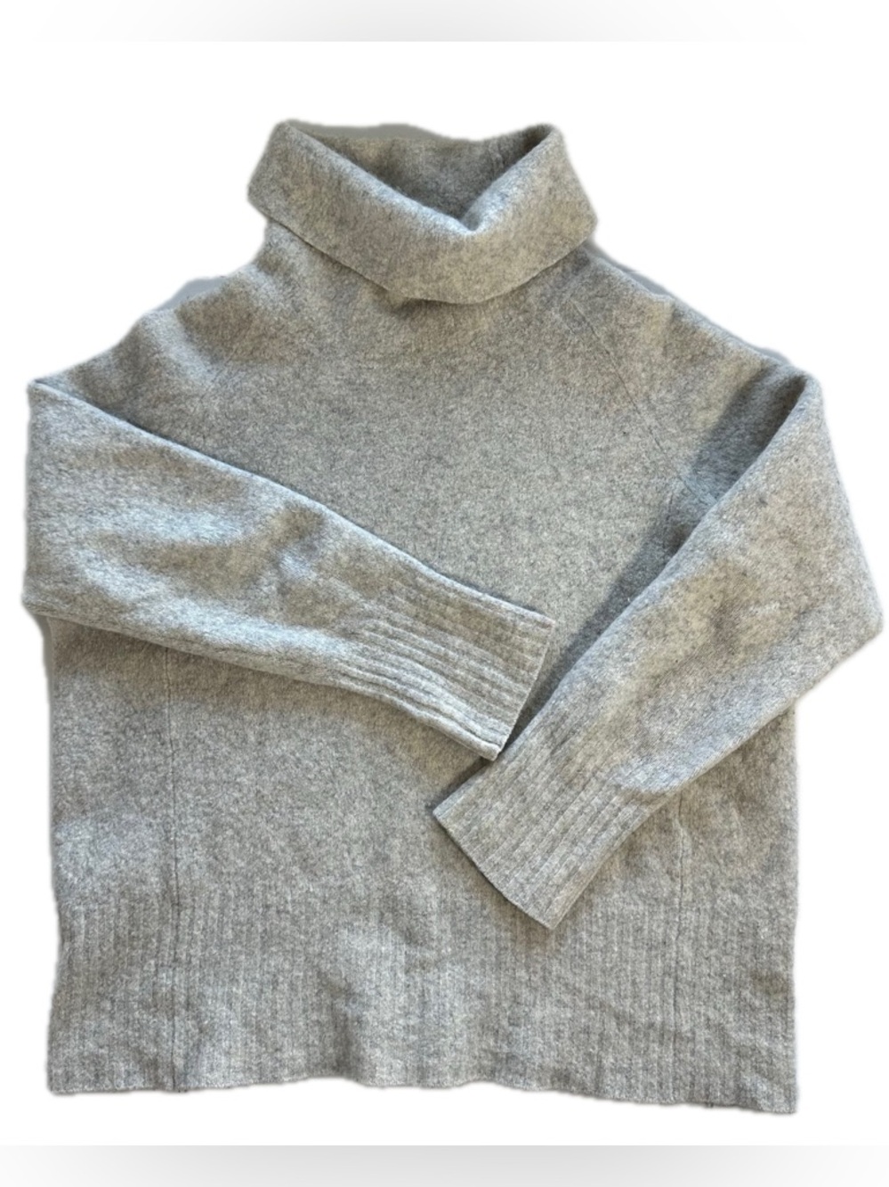 Aritzia Babaton Crop Merino Wool Turtleneck Sweater Heather Grey Size Large